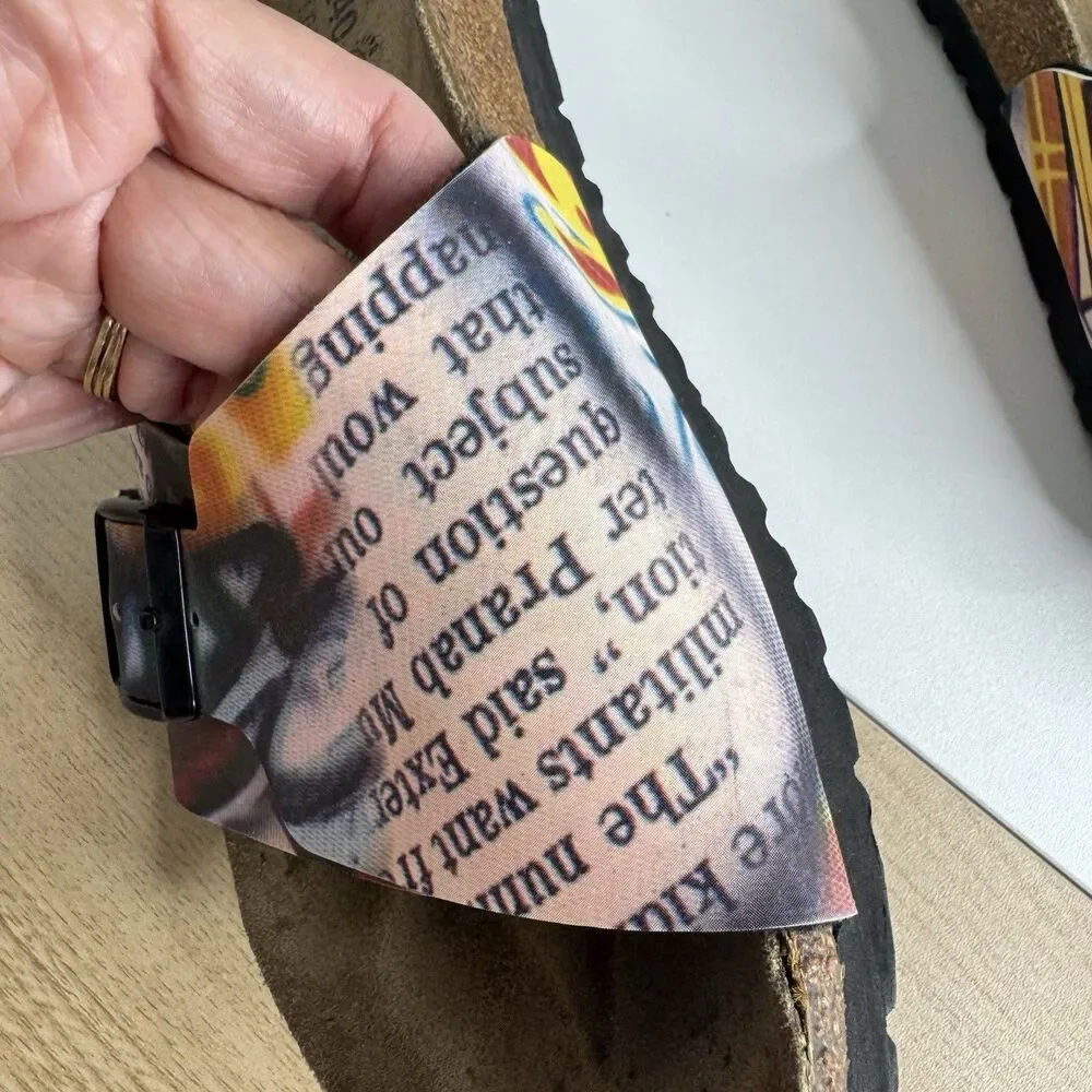 Birki's by Birkenstock Y2K Sandals Vintage newspaper print Sz 6 Women’s Men 4